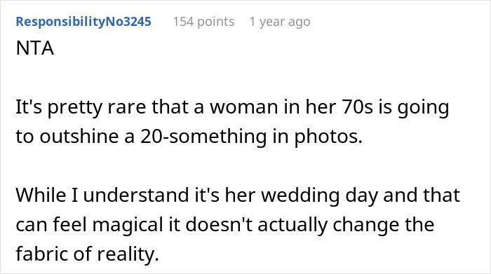 71 Y.O. Bride Accuses Granddaughter Of Upstaging Her, Internet Says She Needs A Reality Check