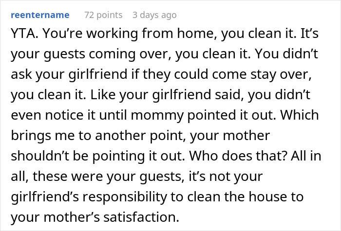 Guy Embarrassed GF Didn’t Clean Up For His Parents’ Visit, Gets A Reality Check Online Guy Embarrassed GF Didn’t Clean Up For His Parents’ Visit, Gets A Reality Check Online