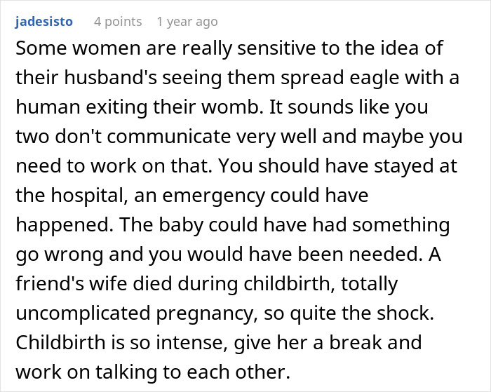 Guy Leaves Instead Of Waiting Around After Wife Bans Him From The Delivery Room, She's Furious