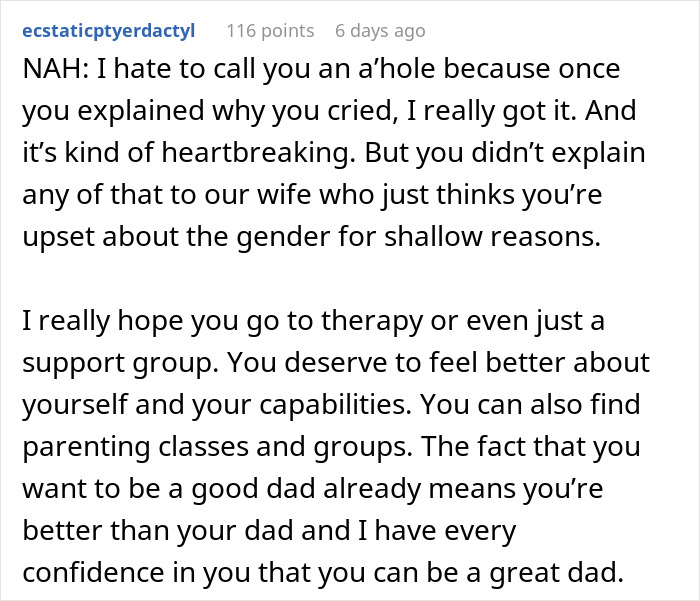 Woman Catches Husband Crying After Gender Reveal, Sends Him To Sleep On The Couch