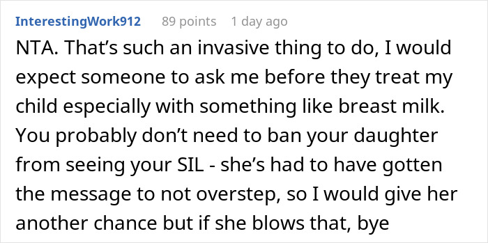 &ldquo;AITA For Banning My SIL From Babysitting After She Put Breastmilk In My Child&rsquo;s Ears&rdquo;