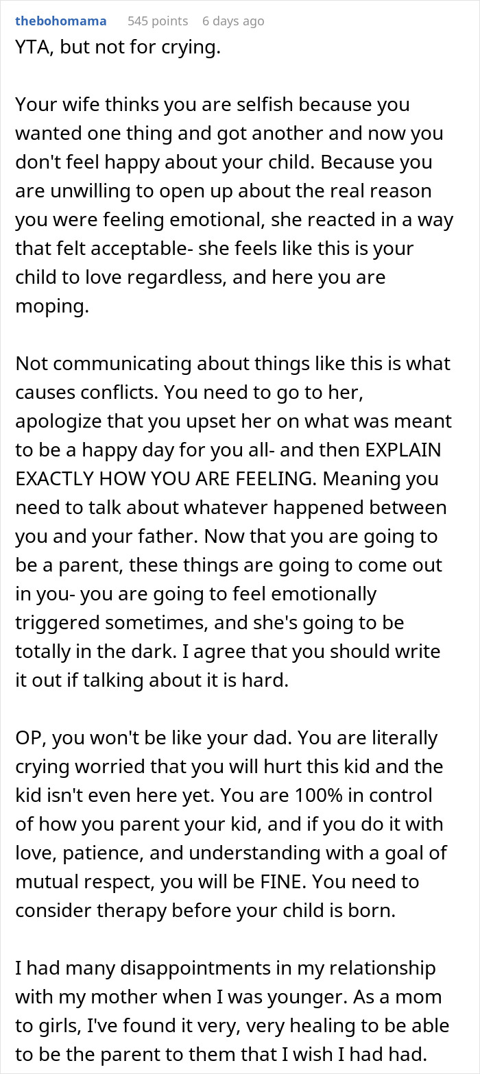 Woman Catches Husband Crying After Gender Reveal, Sends Him To Sleep On The Couch