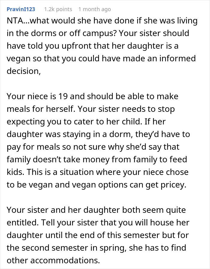 Woman Wonders If She&rsquo;s A Jerk For Refusing To Cook Separately For Her Vegan Niece