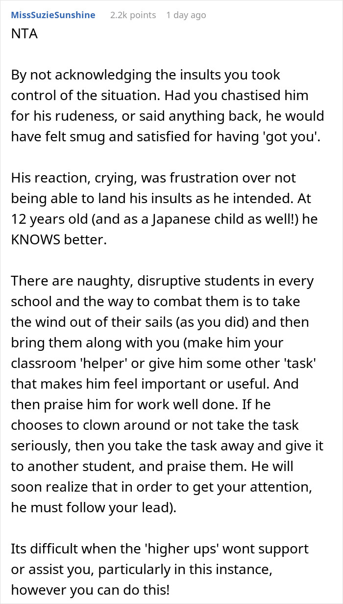 Teacher Pretends Insults From 12 Y.O. Student Are Compliments, Entertains Class But Makes Boy Cry Teacher Pretends Insults From 12 Y.O. Student Are Compliments, Entertains Class But Makes Boy Cry