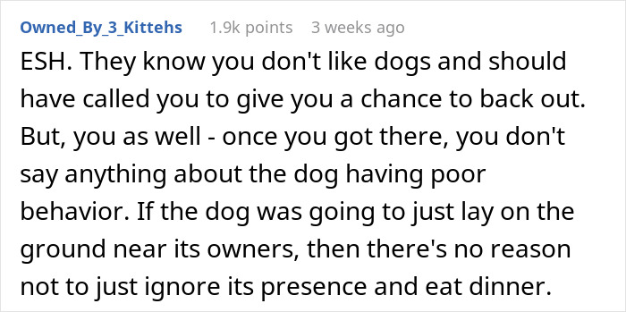 "[Am I The Jerk] For Leaving When Our Friends Brought Their Dog To Dinner?"
