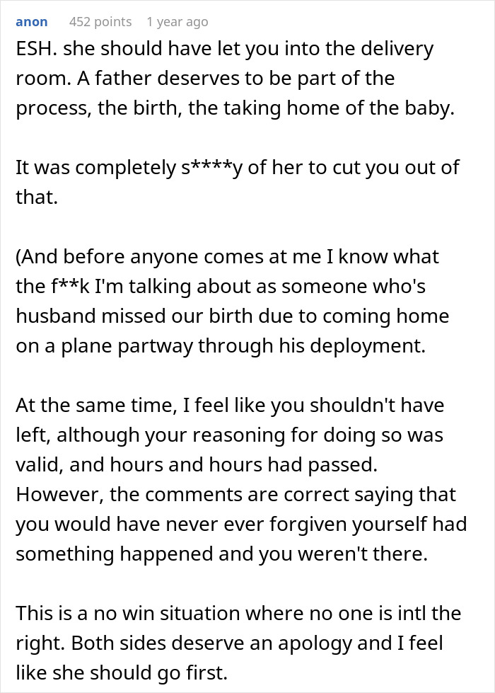 Guy Leaves Instead Of Waiting Around After Wife Bans Him From The Delivery Room, She's Furious