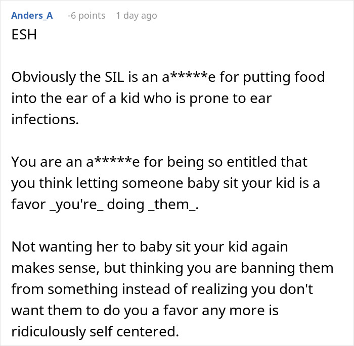 &ldquo;AITA For Banning My SIL From Babysitting After She Put Breastmilk In My Child&rsquo;s Ears&rdquo;
