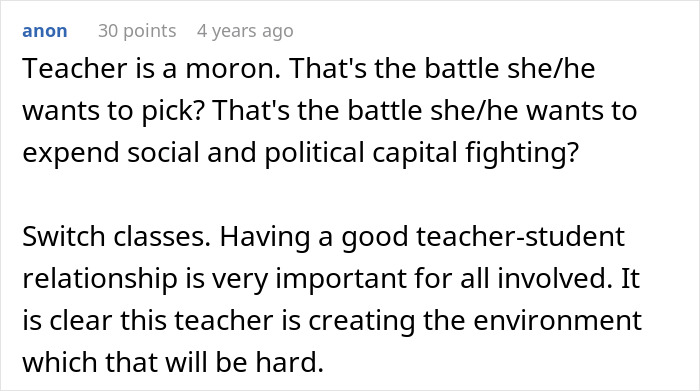 Teacher Refuses To Call Girl By The Name She's Been Using For 3 Years, Parent Asks For Advice