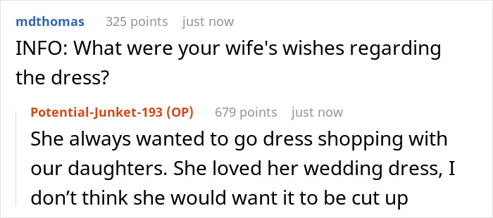 Man Refuses To Let His Late Wife&rsquo;s Wedding Dress Be Cut, Gets Called A Jerk By Family