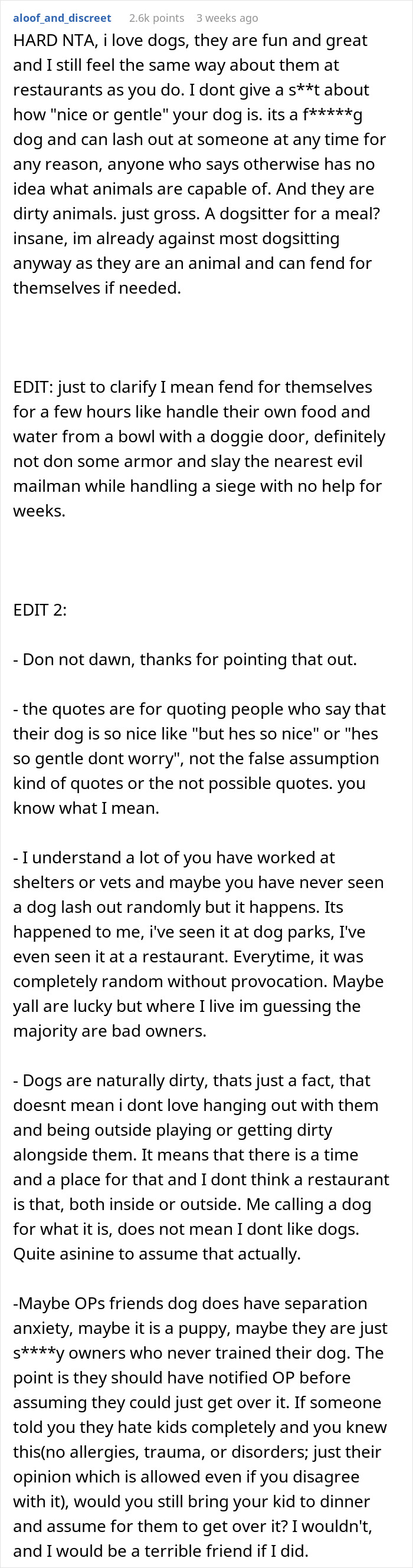 "[Am I The Jerk] For Leaving When Our Friends Brought Their Dog To Dinner?"