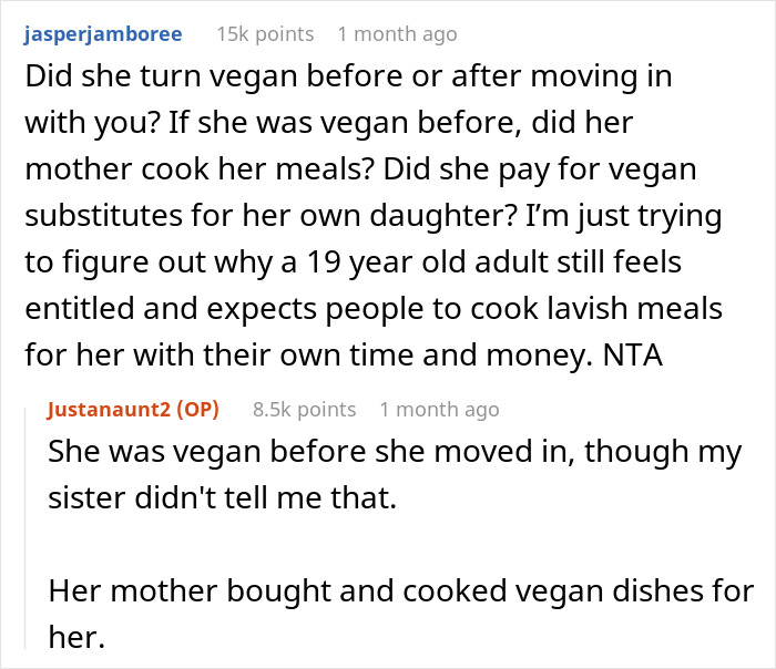 Woman Wonders If She&rsquo;s A Jerk For Refusing To Cook Separately For Her Vegan Niece