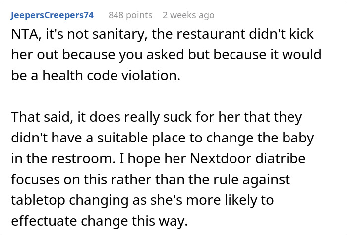 Mom Wants To Treat Restaurant Table As A Diaper Changing Station, Disgusted Customer Retaliates