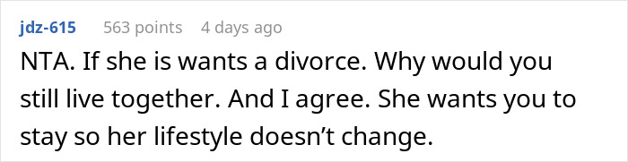 Wife Asks For Divorce After 15 Years, Expects Partner To Continue Living With Her