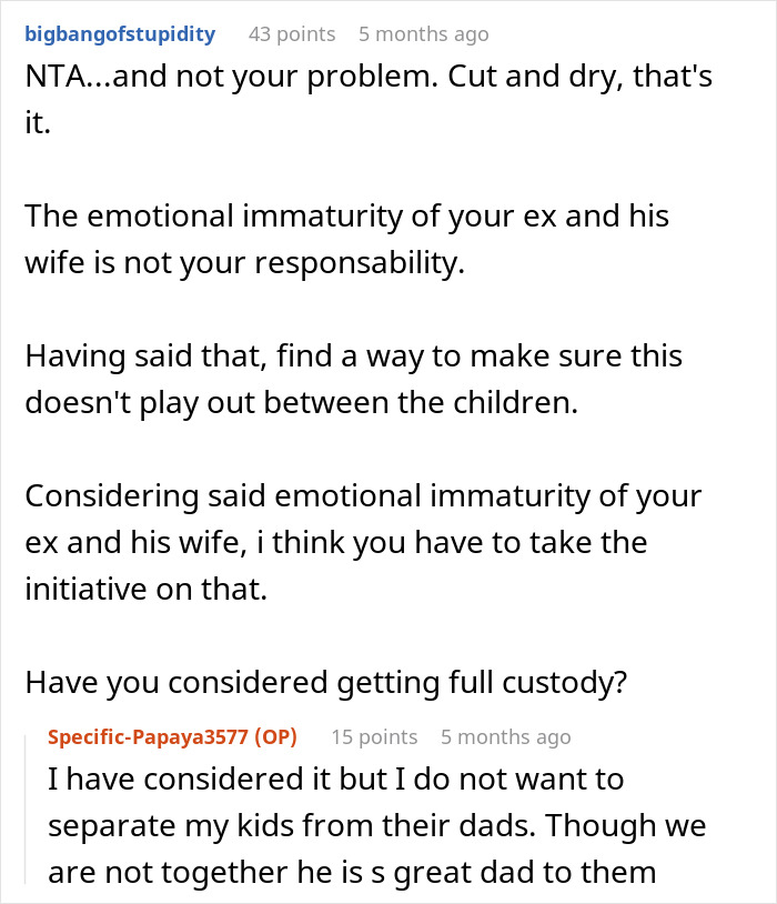 Reddit discussion about a woman called greedy witch by ex&rsquo;s mistress for refusing to take kids on Italy trip.