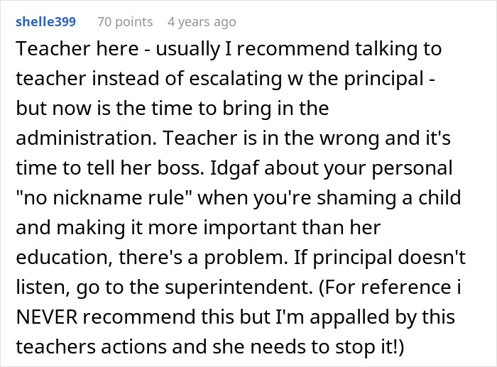 Teacher Refuses To Call Girl By The Name She's Been Using For 3 Years, Parent Asks For Advice
