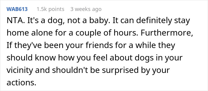 "[Am I The Jerk] For Leaving When Our Friends Brought Their Dog To Dinner?"