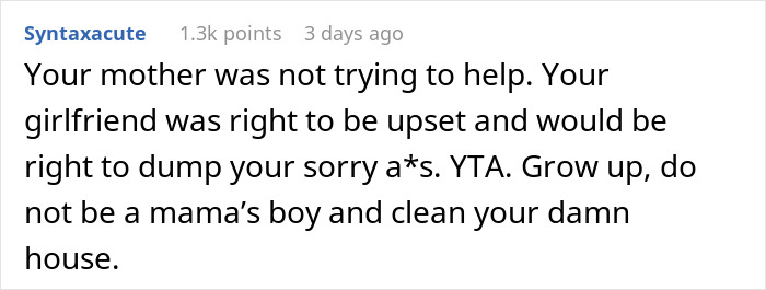 Guy Embarrassed GF Didn’t Clean Up For His Parents’ Visit, Gets A Reality Check Online Guy Embarrassed GF Didn’t Clean Up For His Parents’ Visit, Gets A Reality Check Online