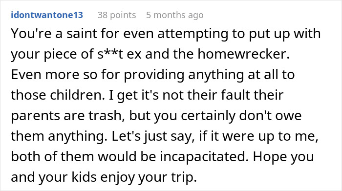 Alt text: Social media comment supporting woman called greedy witch by ex&rsquo;s mistress for refusing kids trip to Italy