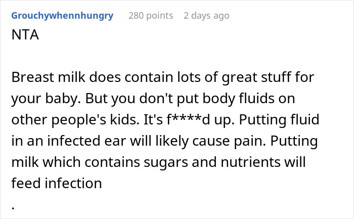 &ldquo;AITA For Banning My SIL From Babysitting After She Put Breastmilk In My Child&rsquo;s Ears&rdquo;