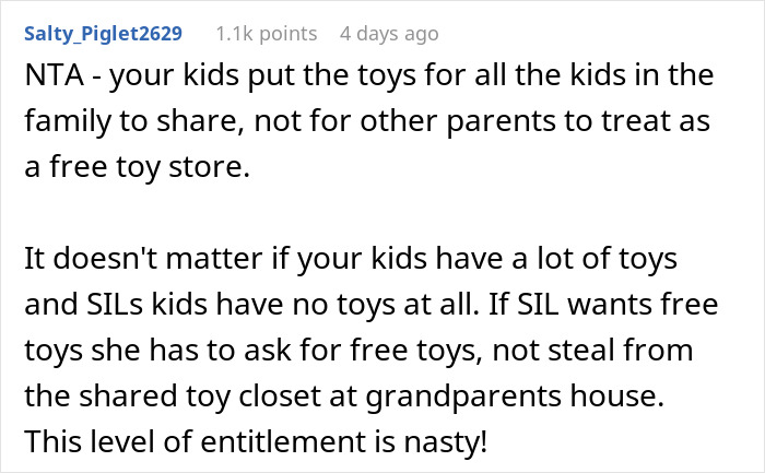 SIL Freaks After Parents Take Back Toys Meant For Everyone That She Poached SIL Freaks After Parents Take Back Toys Meant For Everyone That She Poached