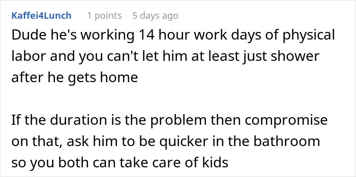 Man Snaps After His Exhausted Stay-At-Home Wife Tries To "Police" His Showering Schedule