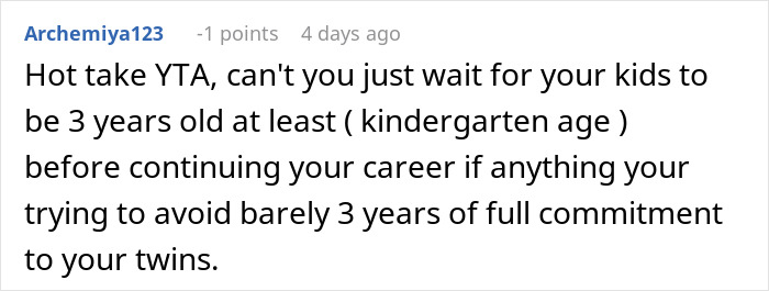 Screenshot of an online comment debating daycare decisions between a SAHM and working mom after 20 years of friendship. Screenshot of an online comment debating daycare decisions between a SAHM and working mom after 20 years of friendship.