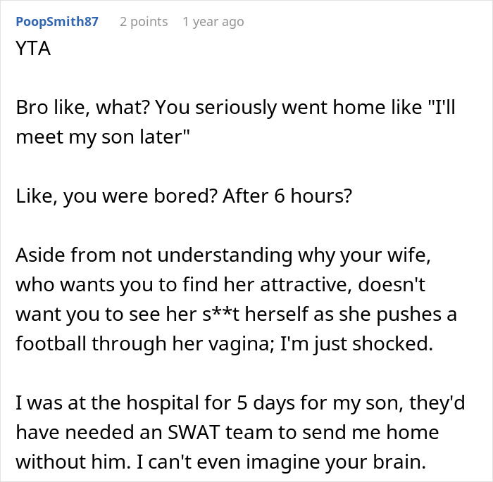 Guy Leaves Instead Of Waiting Around After Wife Bans Him From The Delivery Room, She's Furious