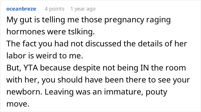 Guy Leaves Instead Of Waiting Around After Wife Bans Him From The Delivery Room, She's Furious
