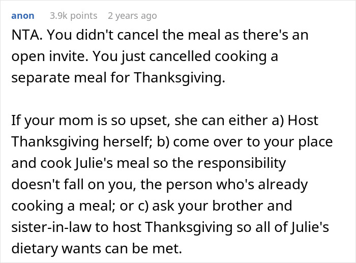 Woman Cancels Thanksgiving After 20 Years Of Hosting After SIL&rsquo;s Special Dietary Demands