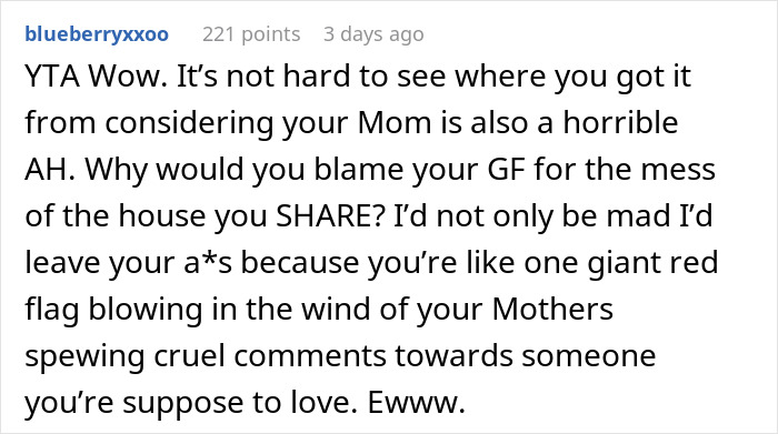 Guy Embarrassed GF Didn’t Clean Up For His Parents’ Visit, Gets A Reality Check Online Guy Embarrassed GF Didn’t Clean Up For His Parents’ Visit, Gets A Reality Check Online