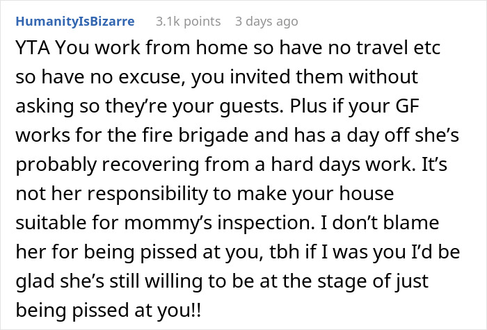 Guy Embarrassed GF Didn’t Clean Up For His Parents’ Visit, Gets A Reality Check Online Guy Embarrassed GF Didn’t Clean Up For His Parents’ Visit, Gets A Reality Check Online