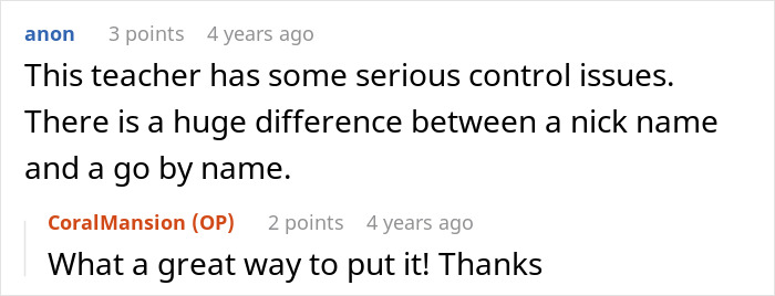 Teacher Refuses To Call Girl By The Name She's Been Using For 3 Years, Parent Asks For Advice