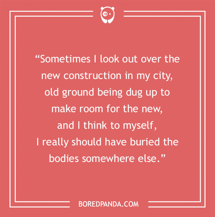 Humorous construction joke on a red background about new construction and old ground, featuring construction jokes for entertainment.