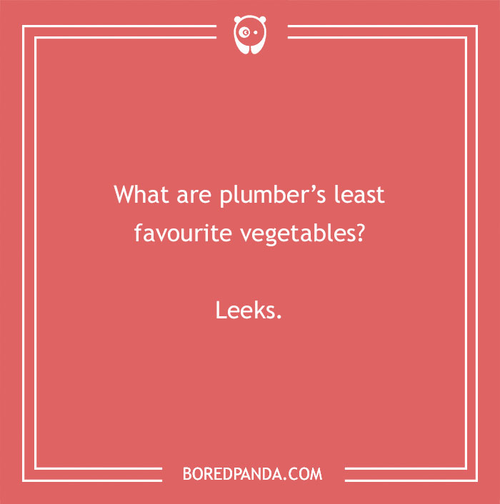Construction joke about plumbers disliking leeks, featured in a collection of popular construction jokes.