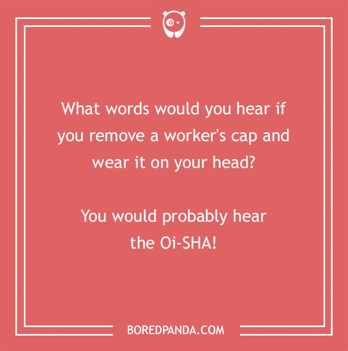 Construction joke with a pun on worker's cap and OSHA, highlighting humor in construction jokes and safety.