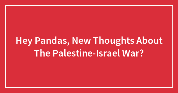 Hey Pandas, New Thoughts About The Palestine-Israel War?
