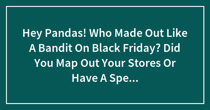 Hey Pandas! Who Made Out Like A Bandit On Black Friday? Did You Map Out Your Stores Or Have A Specific Strategy?