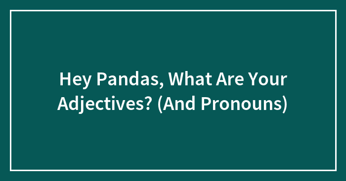 Hey Pandas, What Are Your Adjectives? (And Pronouns)