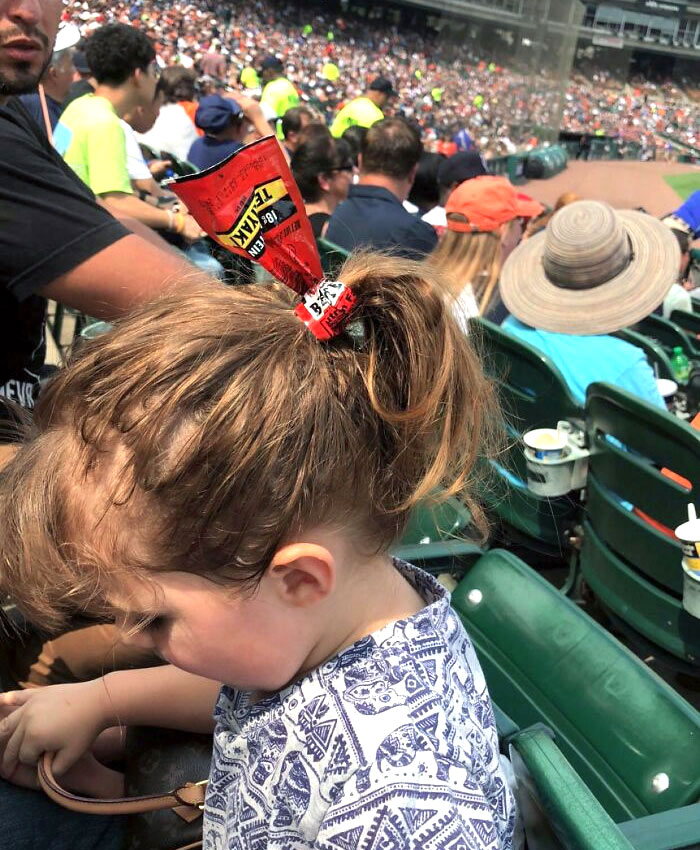 My Cousin Tied His Daughter's Hair Up With A Teriyaki Meat Stick Wrapper Because He Didn’t Have A Hair Tie