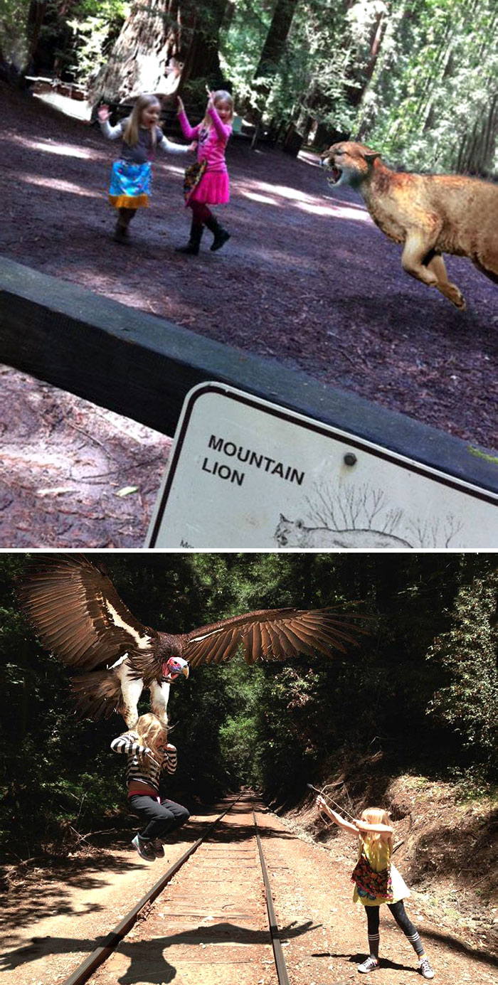 As A Father Of 2 Little Girls Who Likes To Take Them Exploring The Woods, I Started Photoshopping Them Into Some Extreme Adventures