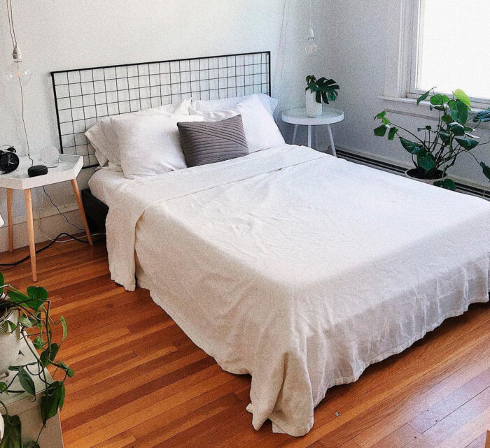 Bed with a white linens