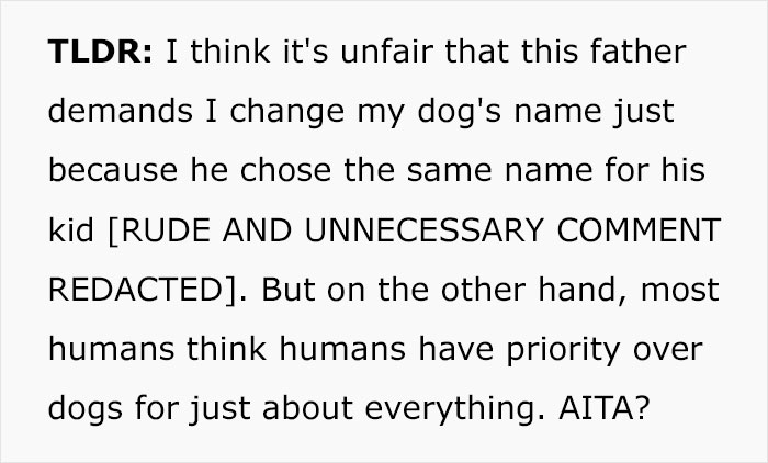 Man Thinks His 2 Y.O. Daughter Deserves Her Name More Than A 6 Y.O. Dog, Demands It Be Changed