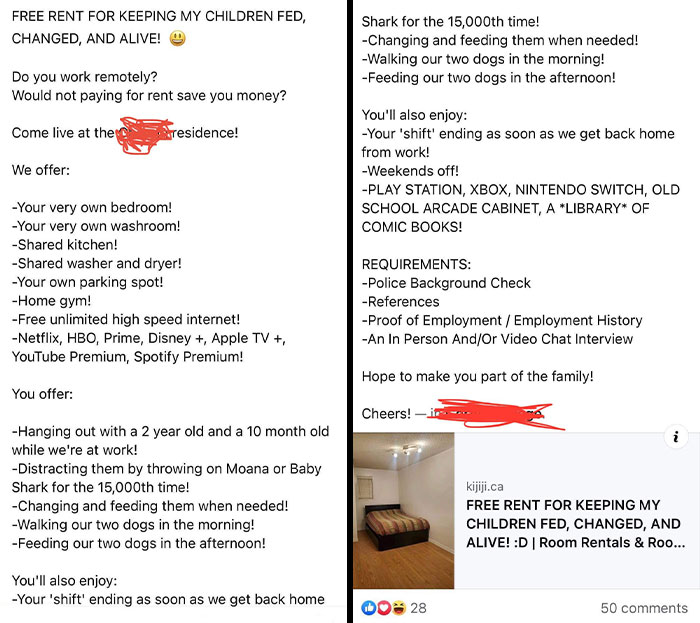 Free Live-In Nanny Wanted