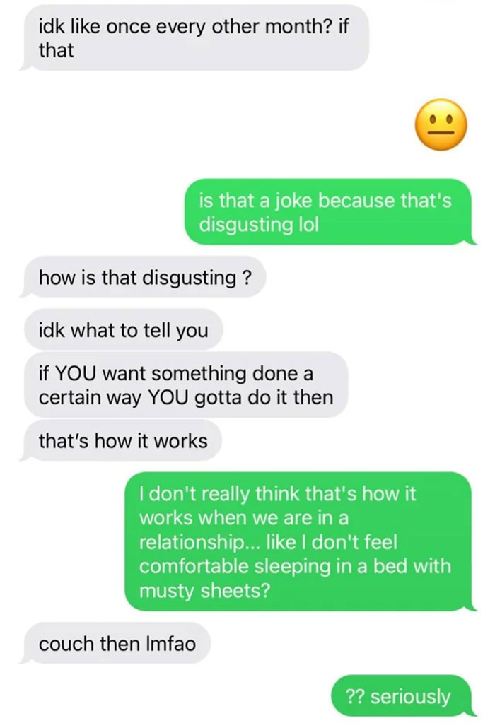 Grossed-Out Woman Shares A Screenshot Of A Chat With BF That Foreshadowed Their Breakup