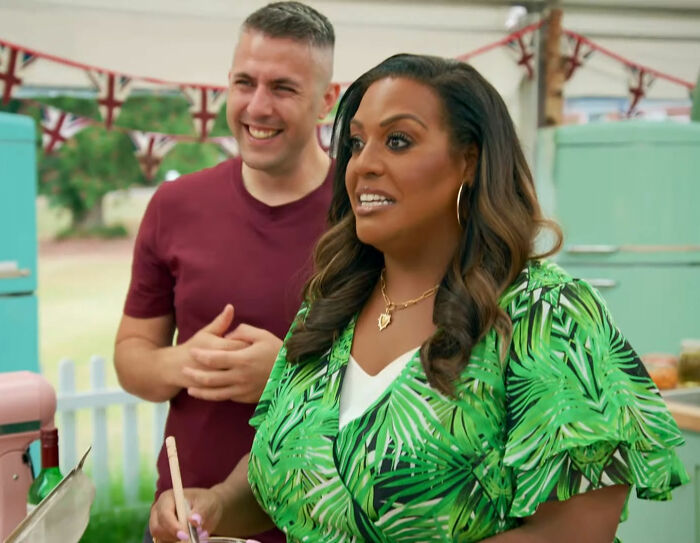 Woman baking from The Great British Bake Off