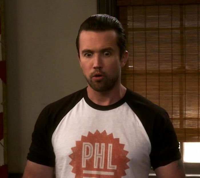 Mac looks shocked from It's Always Sunny in Philadelphia