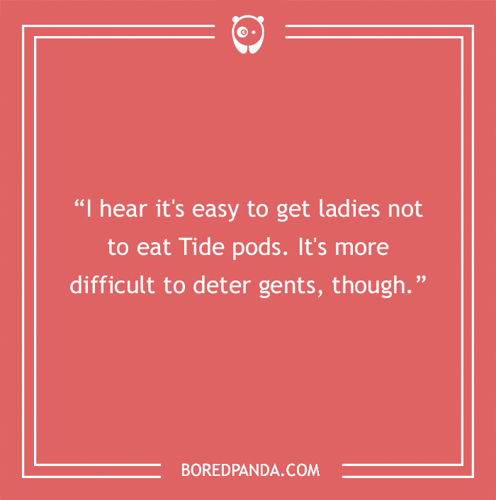 Funny dad joke about Tide pods on a red background with Bored Panda logo.