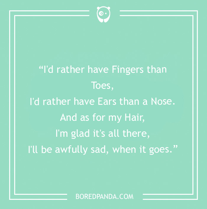 Funny limerick about fingers, toes, ears, and hair for a quick laugh.