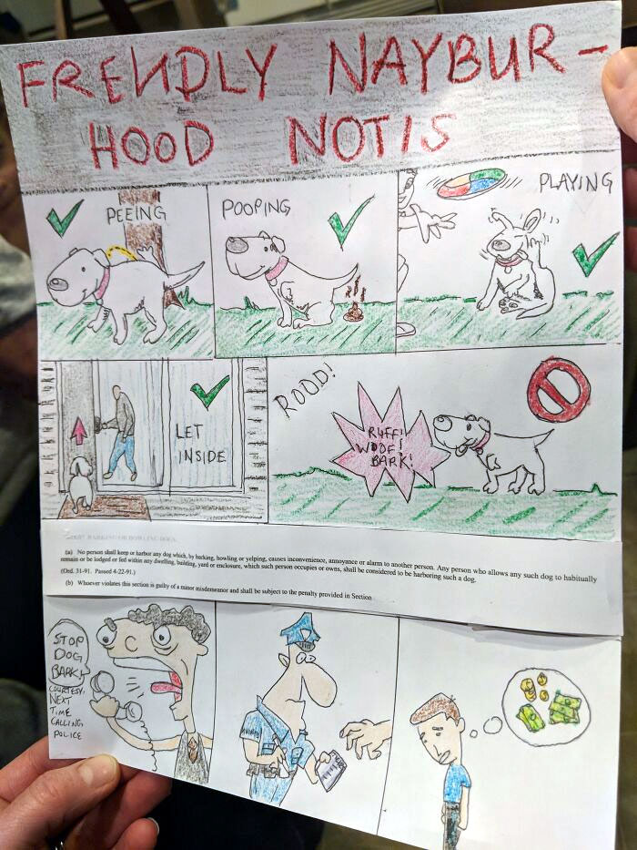 A Letter My Neighbor Left In His Other Neighbor's Mailbox Due To His Barking Dog Problems