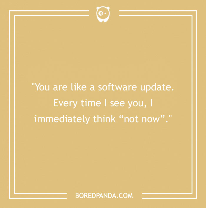 Good roast about a software update on a beige background with a minimal design from Bored Panda.